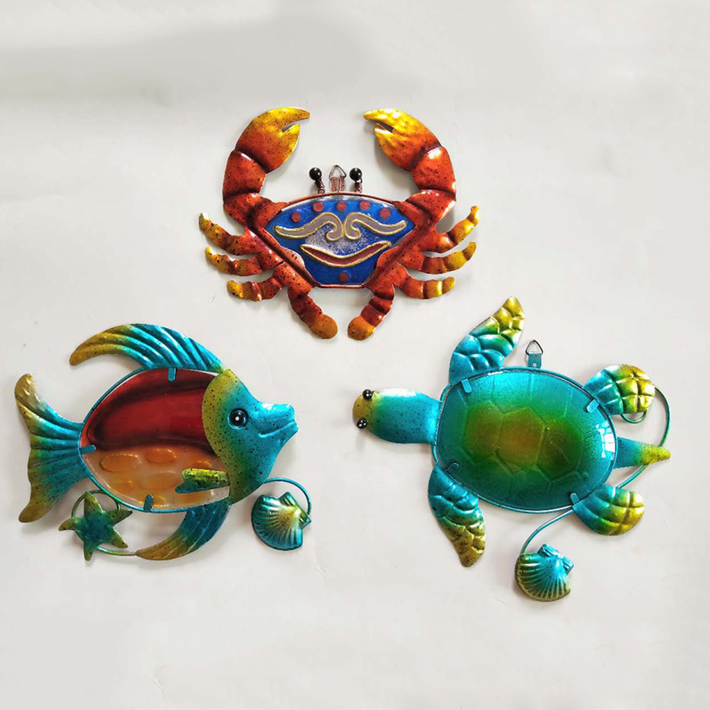 Metal Wall Decor Outdoor Wall Art,3Pc Turtle Fish  Wall Sculpture for Home,Bathroom,Bedroom,Garden,Pool,Patio,Deck,Balcony