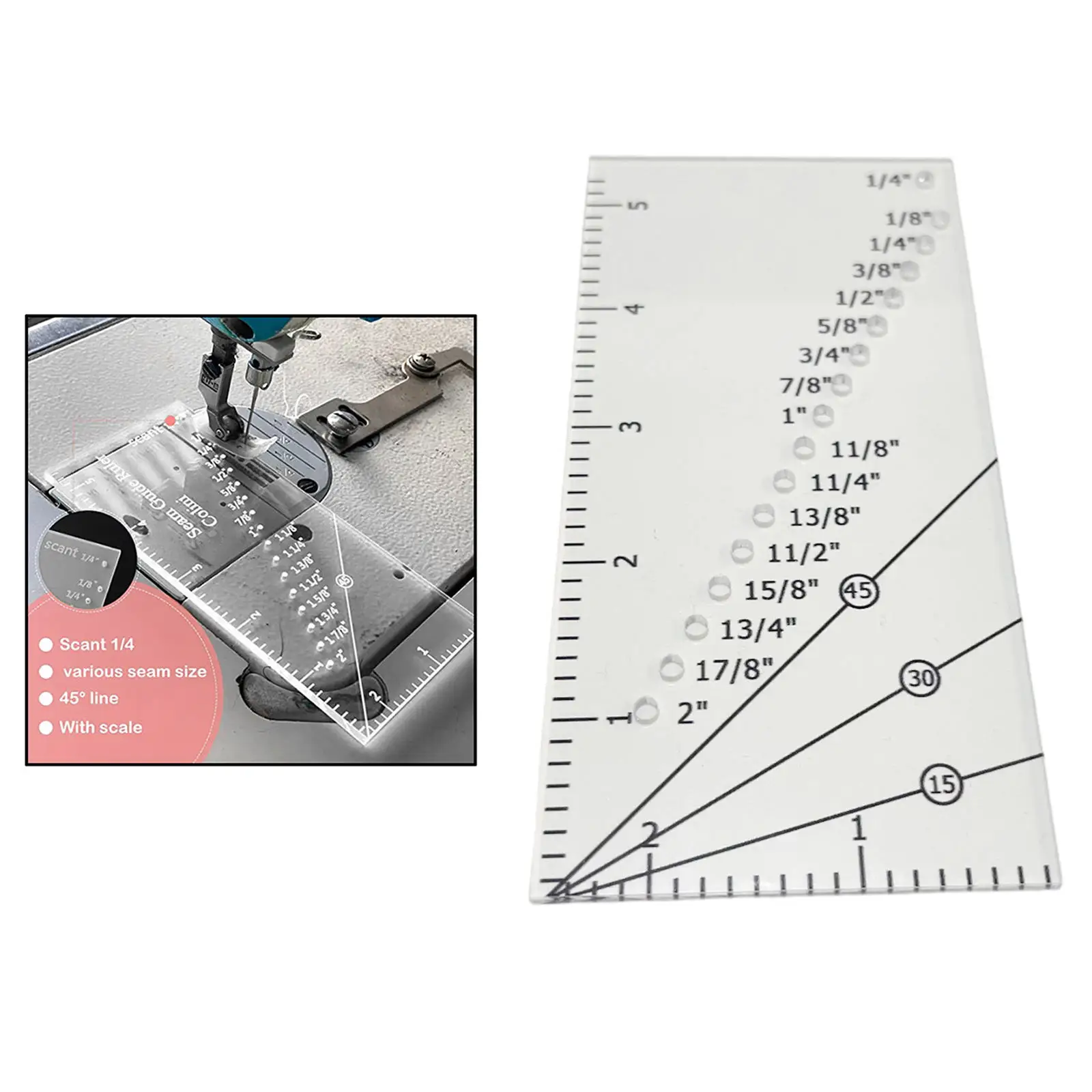 Sew Seam Allowance Ruler Manual DIY Patchwork Rulers Parallel Thread Measuring Tool Sewing Accessories