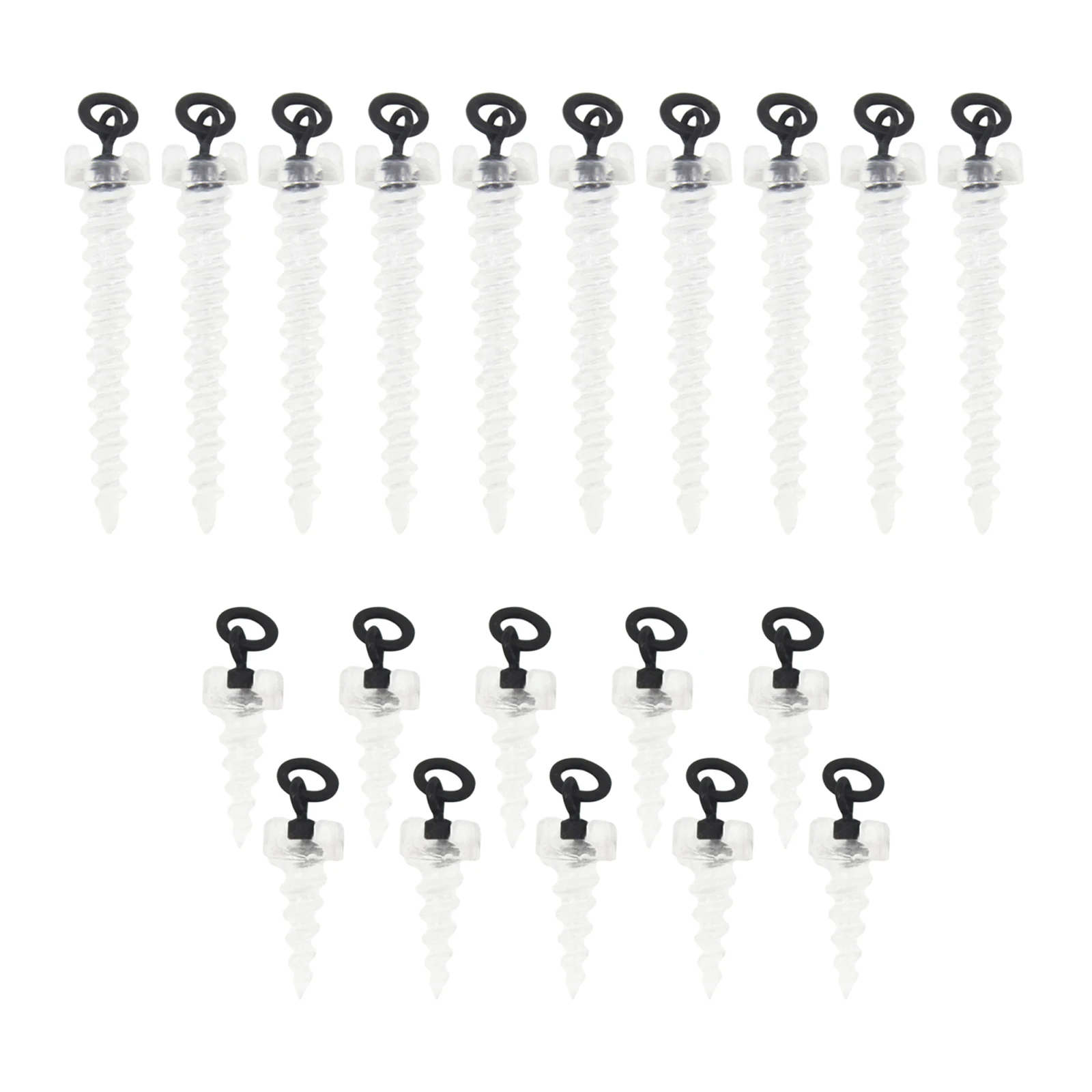 10Pcs 15mm Bait Screw Swivel with Ring Swivel Terminal Tackle Lure Pegs Rig Surface Bait 360  Clear for Carp Fishing Pellets