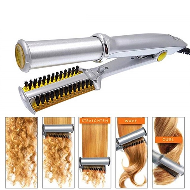 Professional Hair Straightening Iron Curling Iron Straightener&Curler  Styler 2 In 1 Multi Hair Styling Tool Flat Iron