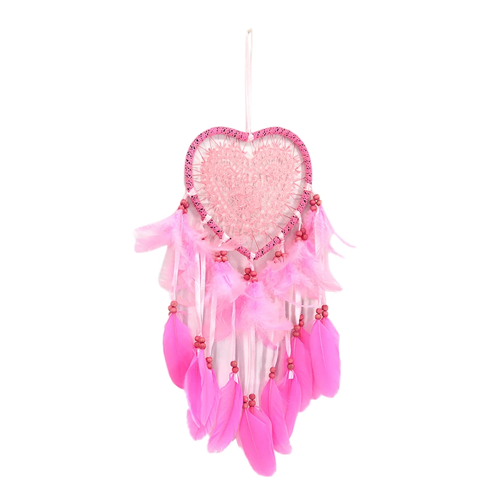 Hanging Dream Catcher Ornament Car Living Room Pendant Pink with LED Light