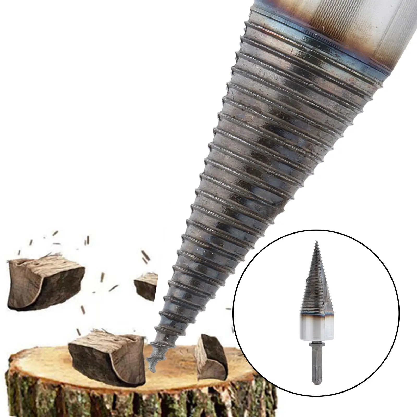 Wood Splitter Drill Firewood Log Splitter Drill Bit Heavy Duty Woodworking Splitting Wood Cone Drill Bit Step Drill Bit 