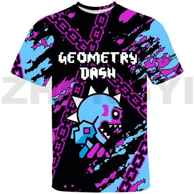 Funny Hot Game Geometry Dash Tshirt Men Tops Tee Teenager 3D Anime T-shirt  Streetwear O-Neck T Shirt Mens Clothing Harajuku - AliExpress