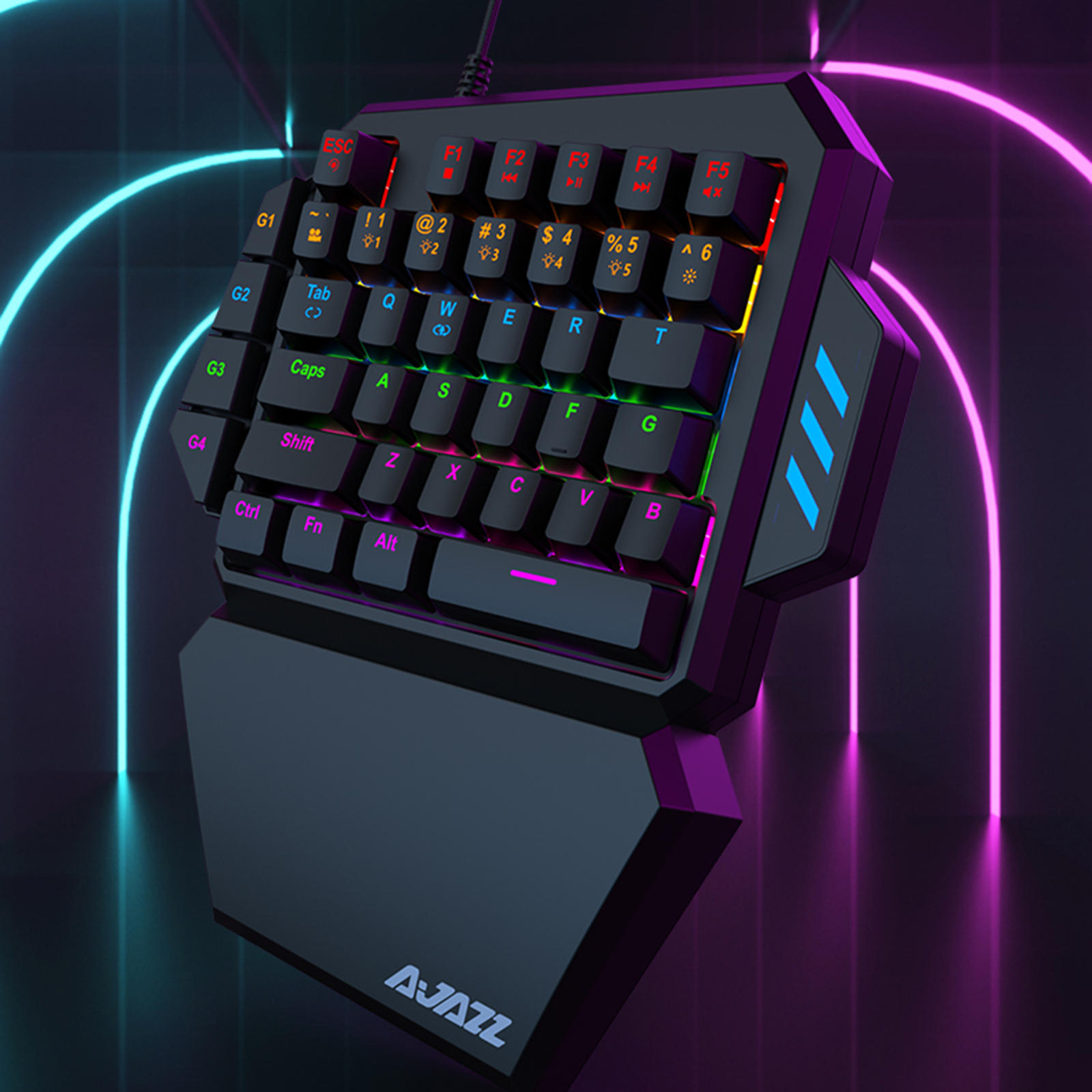 One-Handed Merchanical Keyboard 39 Key Keypad for Professional Gamers with Detachable Wrist Rest Cherrymx Blue Switch Accessory