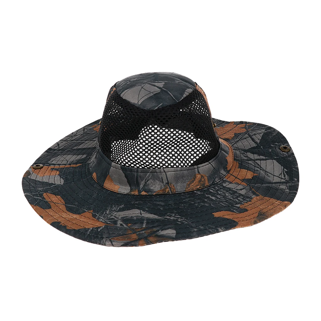Camo Wide Brim Hat Fishing Bucket Bonnie Safari Sun Cap Military Cowboy