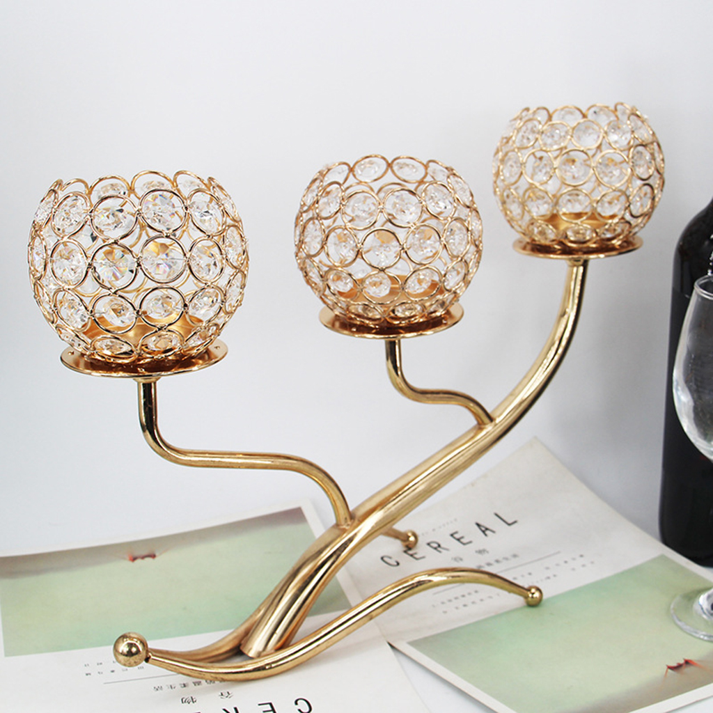 Modern Candle Holder Crystals Embellishing Candelabra Shining Party Buffet Office Ornaments