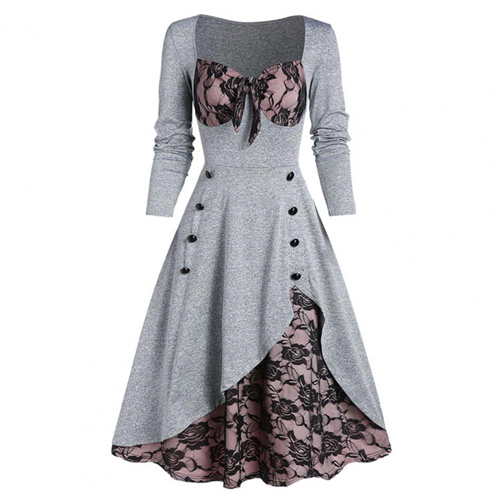 pescoço, Vestido Cosplay, Vestido Midi Retro, Vestidos