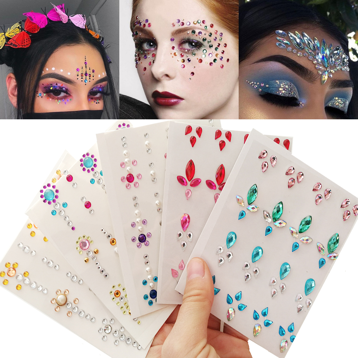 Best of 1PCS Temporary Women Fake Tattoo Sticker Jewels Crystal Body Decoration Diamond Acrylic Rhinestone Face Stickers Reviews & Tips