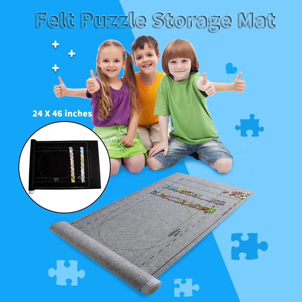 26x46 inch Puzzles Mat Roll Up Jigsaw Felt Playmat for Up to 1500pcs Puzzle 
