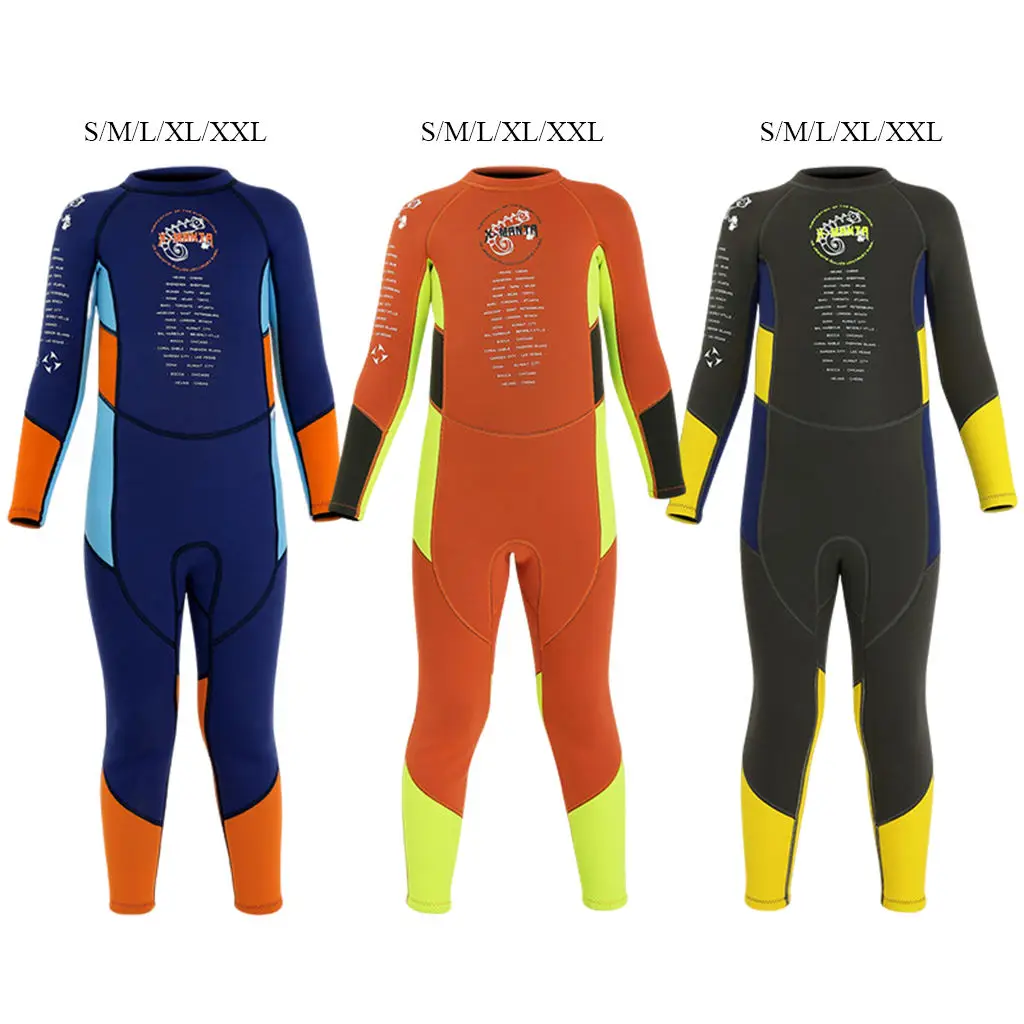 Boys Girls Keep Warm One-Piece Long Sleeves UV Protection for Swimwear New Kids Diving Suit Wetsuit Children