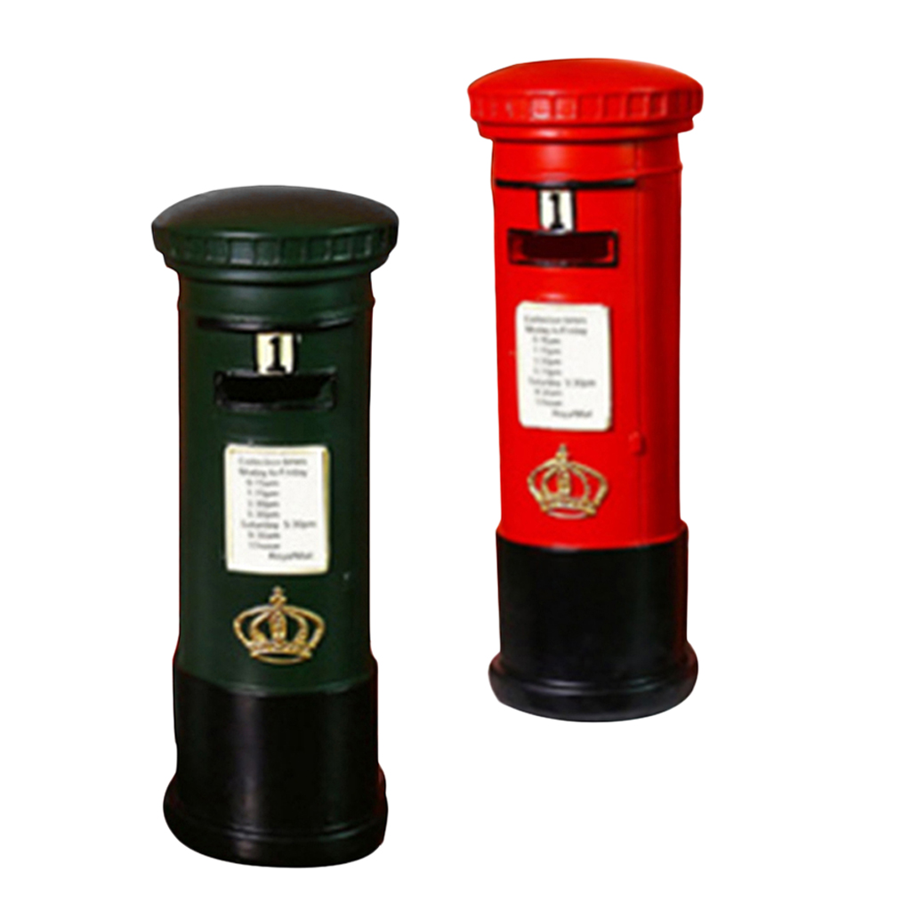 Retro Resin Mailbox Piggy Bank Postbox Figurines Money Saving Box Souvenir Gifts