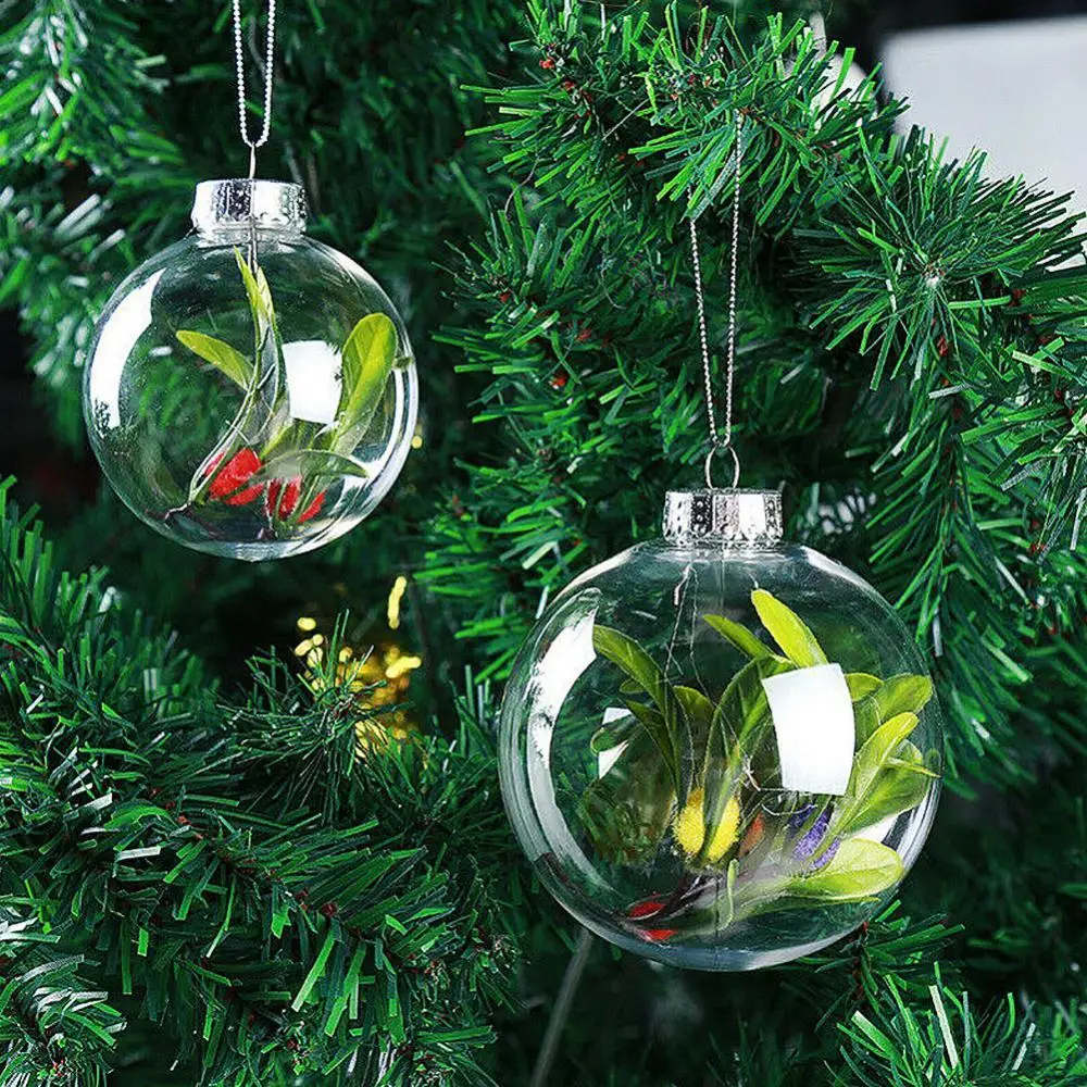 Plastic Ornament Round 67mm Christmas Tree Holiday Ornament SET OF 5 Clear 