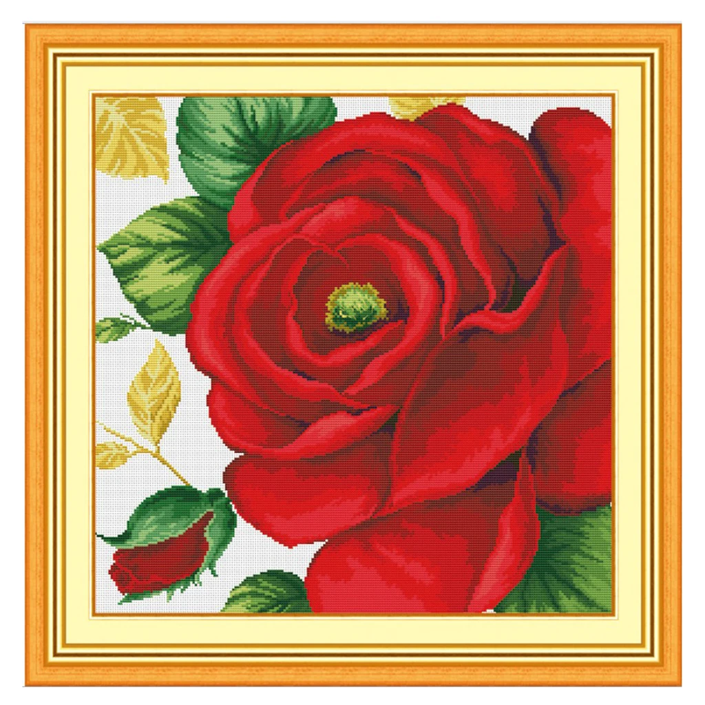 Red Roses Counted Cross Stitch Kits,Cross-Stitch Printed Fabric DIY DMC
