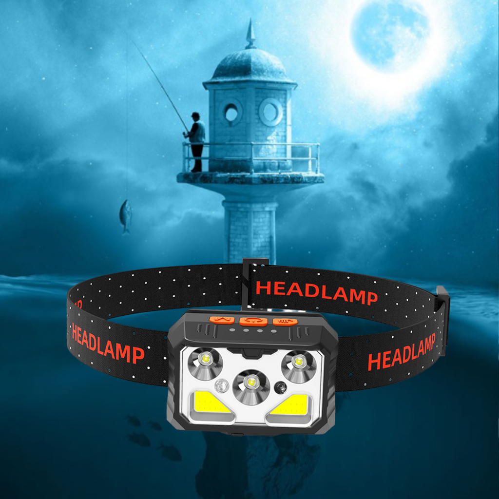 LED Headlamp Rechargeable, Super Bright, 6 Modes, Waterproof, Hand Sensor and Comfortable Headlamp Flashlights for Outdoor