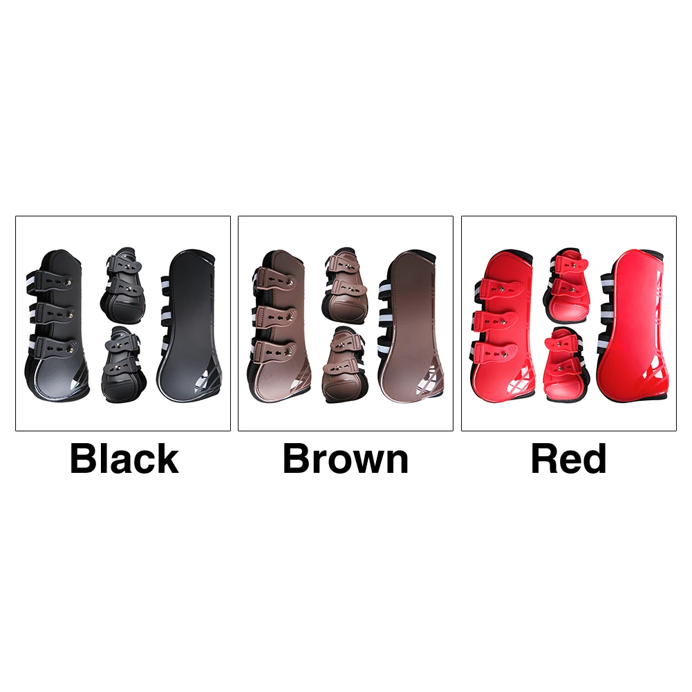 4pcs Equestrian Leg Guard Accessories Durable Shock Absorbing Jumping Horse Tendon Boots Riding Front Hind PU Shell Protective