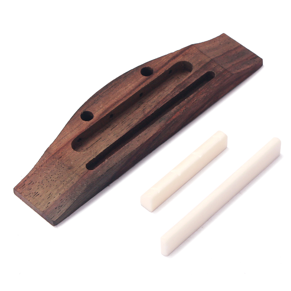 Ukulele Bridge Set Bovine Bone & Saddle Nut & Shell Dot for 4