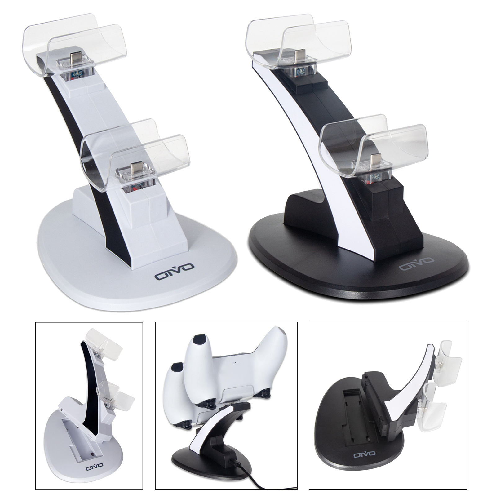 Portable Charging Station Charger Dock Dual Slot for  5 Controller Safe Overheat Protection,2-4 Hours Fast Charge