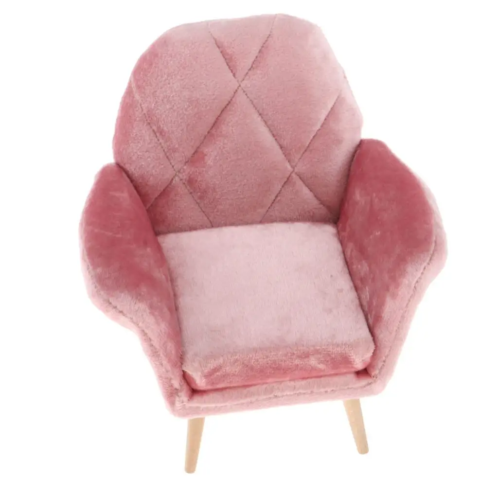 Pink Dollhouse Miniature Single Sofa for Blythe Living Room Bedroom Decor