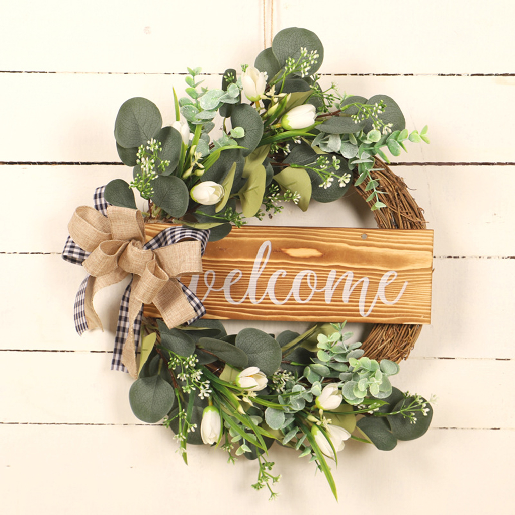 Silk Artificial Flowers Wreath Spring Garland Front Door Window Farmhouse Garden Wedding Decor Photo Prop