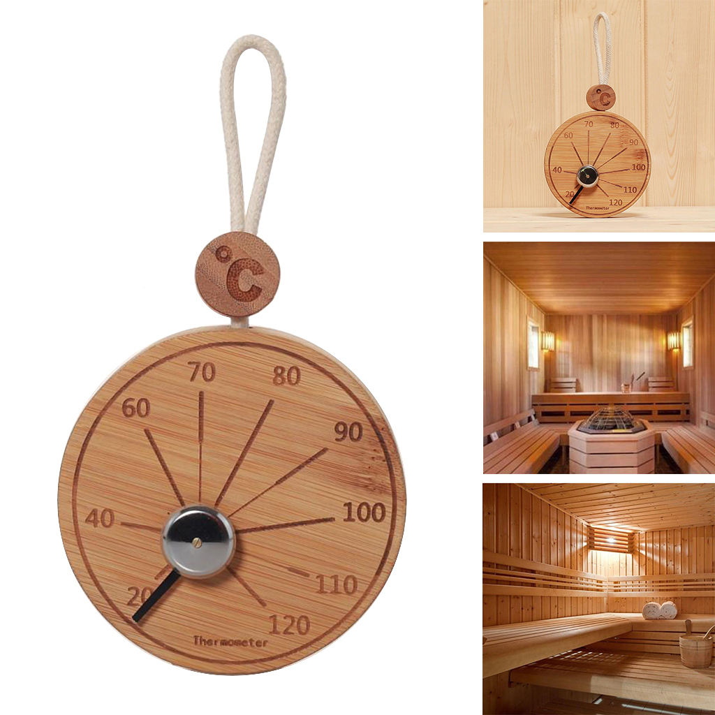 Bamboo Sauna Thermometer Hygrometer Temperature Measures for Sauna Room Household