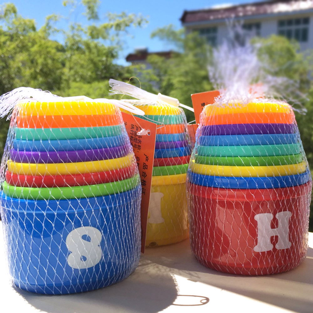9pcs Stacking Rainbow Cups Stack Up Blocks Kids Educational Toy Bath Toys