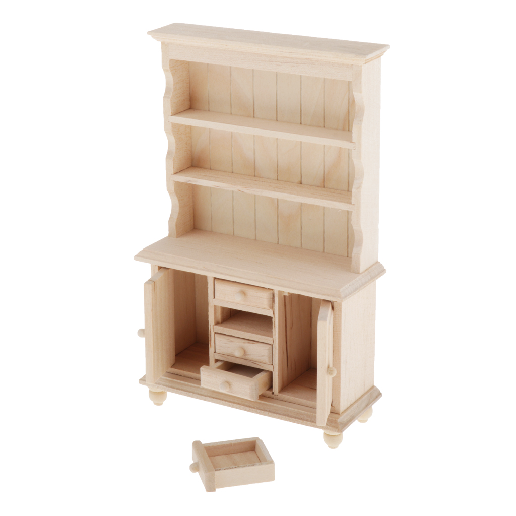 1:12 Doll House Miniatures Storage Bookcase Wooden Craft Cabinet Furniture