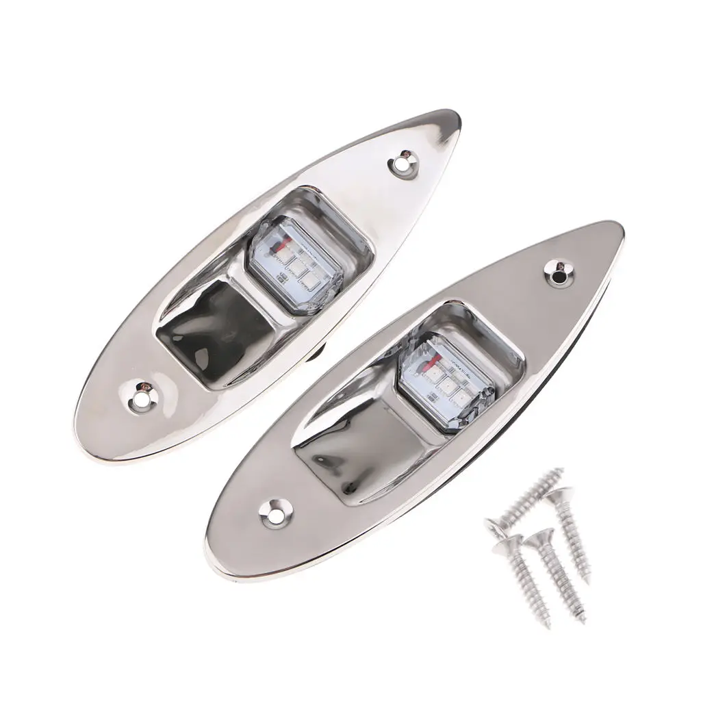 Pair of Marine Boat Navigational LED Side Tear Drop Lights  Vertical Mount