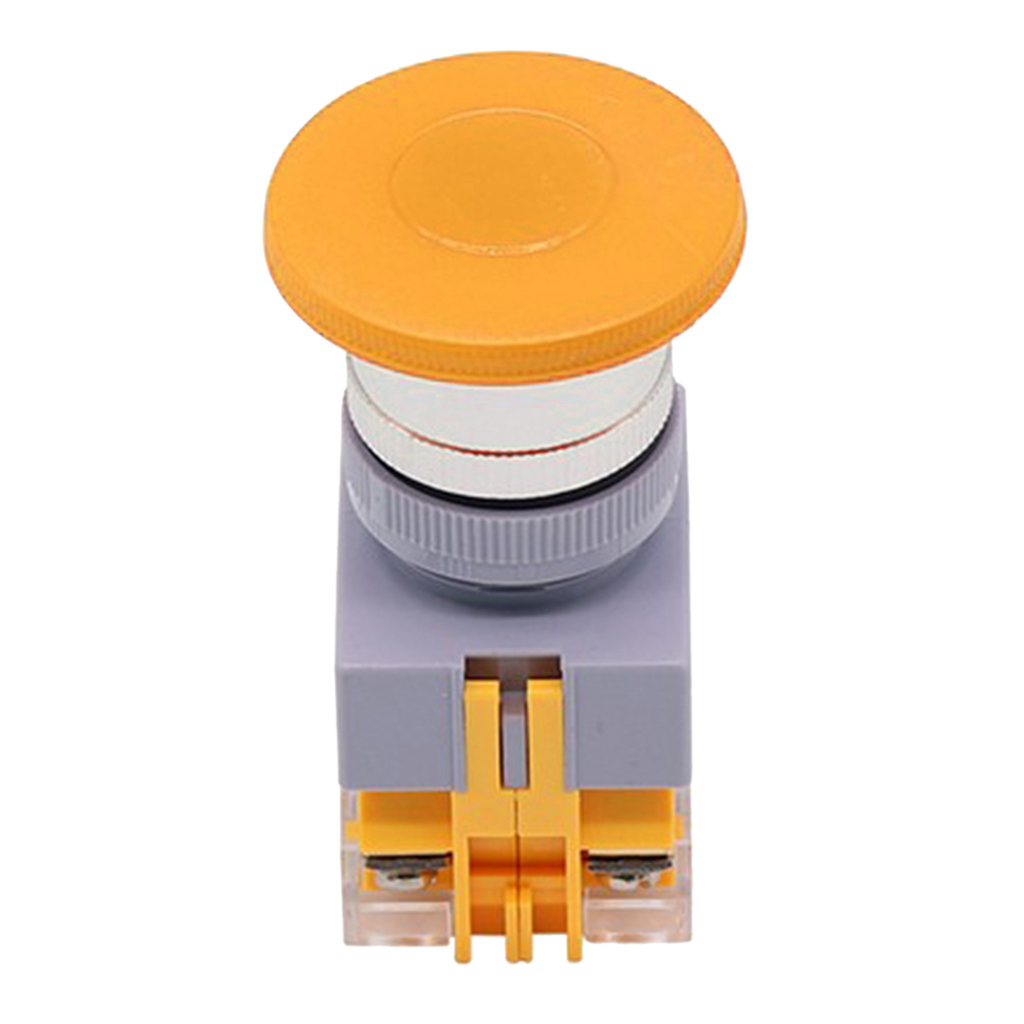 1pc Emergency Stop Mushroom Head Push Button Switch Reset LAY37-11M Yellow