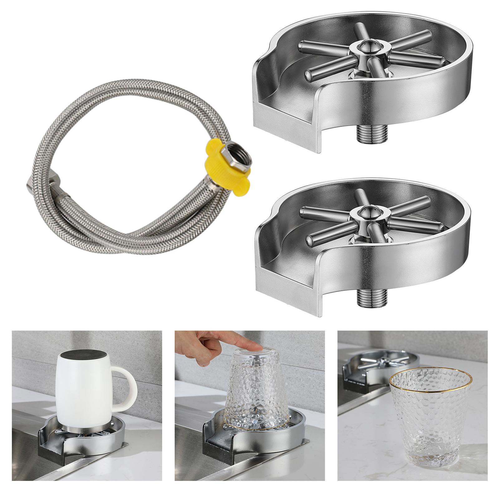 Automatic Glass Cup Rinser for Hotel Bar for Beer Coffee Milk Tea Pitcher Washer Cleaner Kitchen Sink Accessory