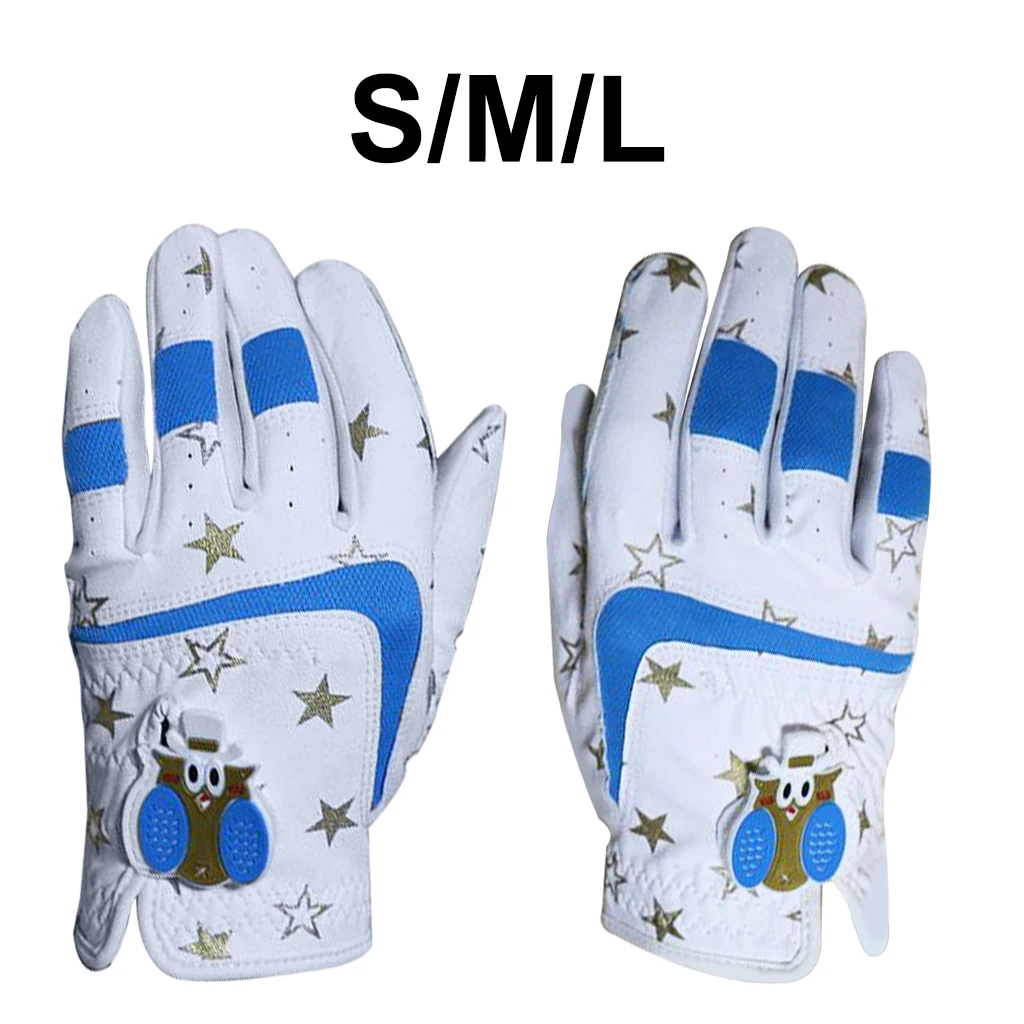 1Pair Durable Kids` Golf Gloves Left Right Hand Leather Breathable All Sizes