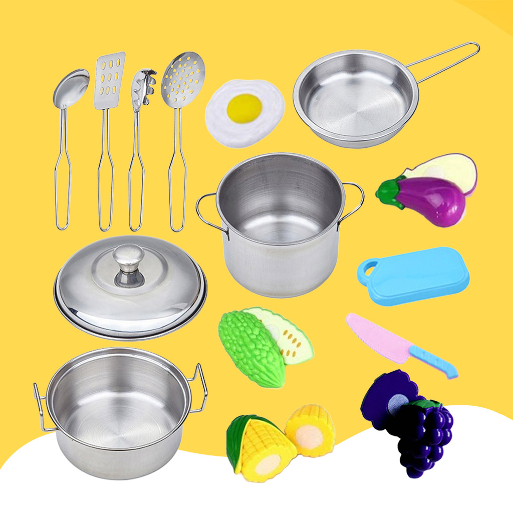 Pretend Cooking Toy Cookware Saucepan Spoon Utensils Set  Toy