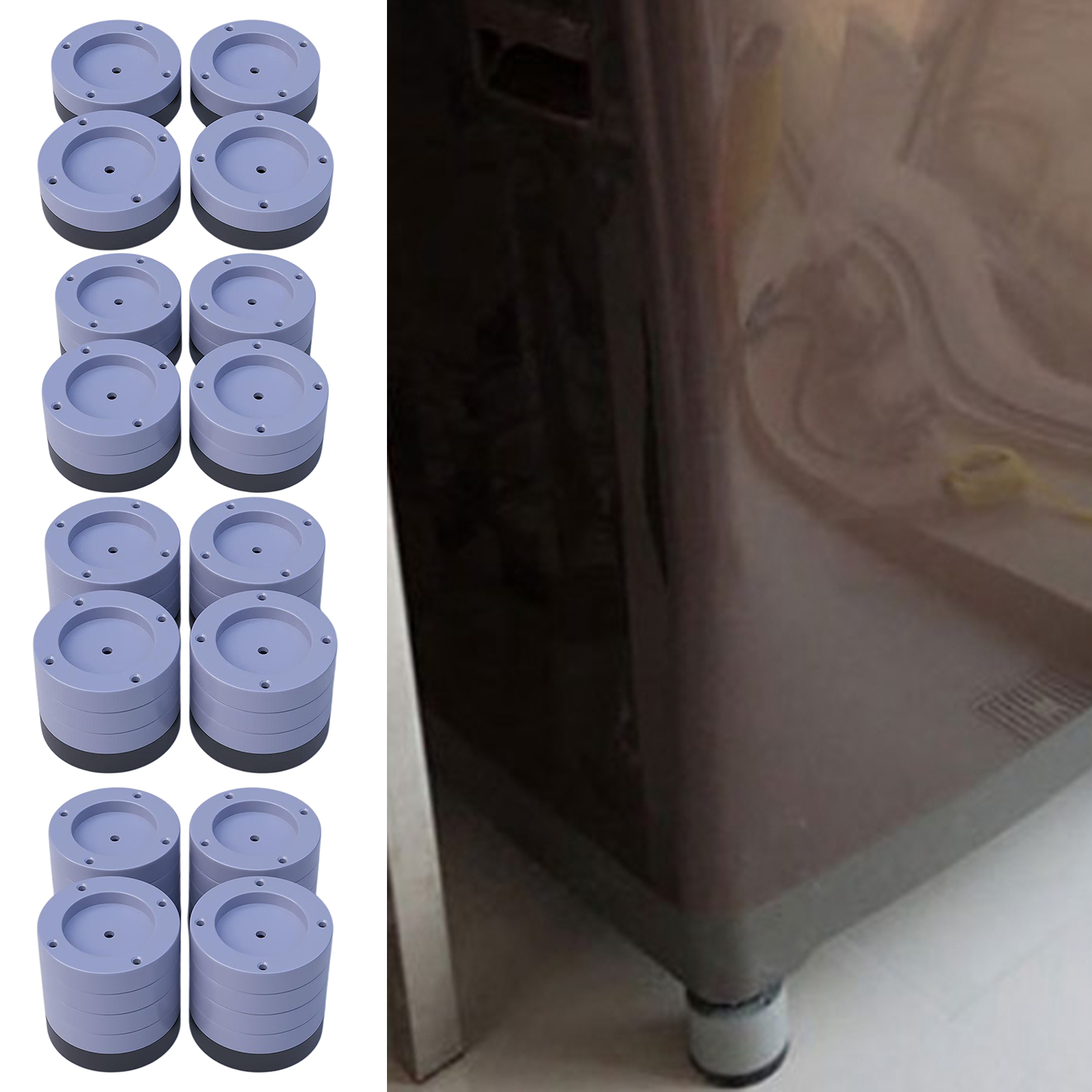 4 Pieces Anti Vibration Mat Shock Mute Pads for Washer & Dryer Refrigerators