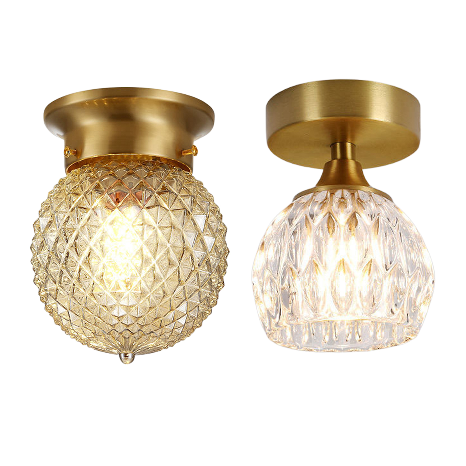 Semi Flush Mount Ceiling Light Fixture with Clear Glass Lamp Shade for Bedroom Hallway Dining Room Bathroom Corridor Passway