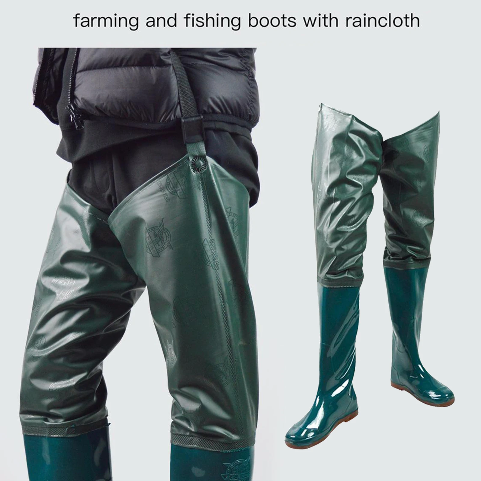 Waterproof Nylon Fishing Waders PVC Coarse Hip Wader Water Pants Boots