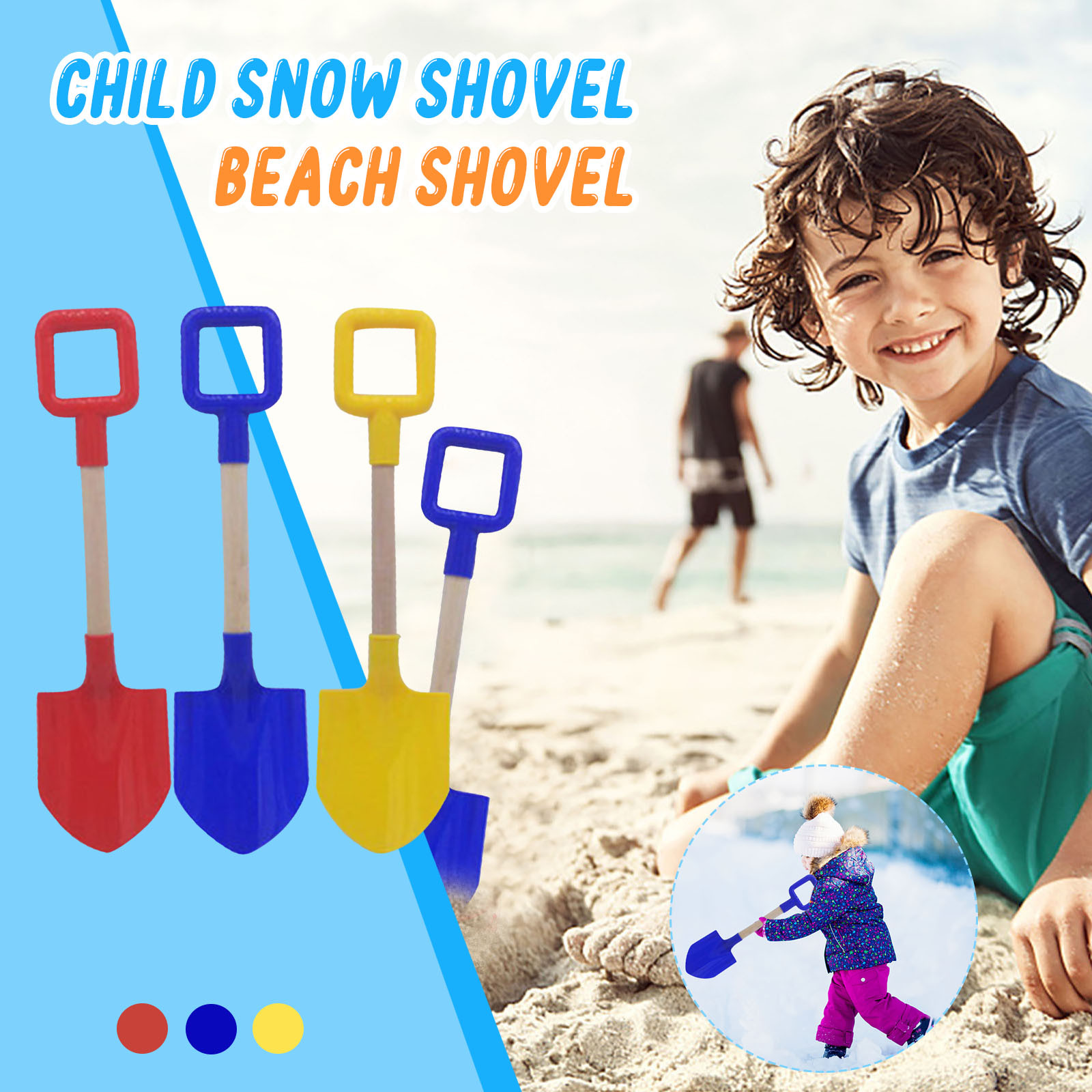1 Pieza Pala De Nieve Para Niños Con K De Madera Playa 1 Pieza Pala De Nieve Para Niños Con K De Madera Playa