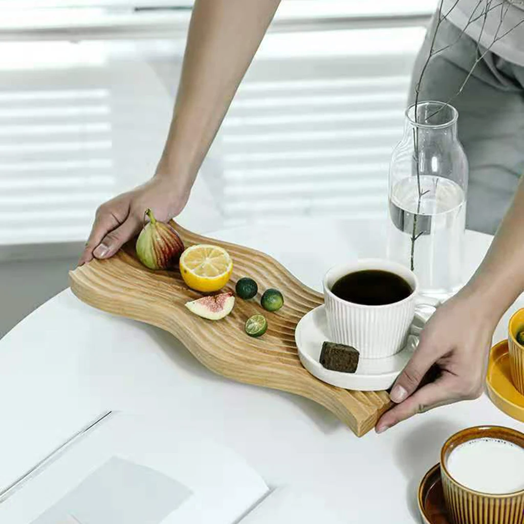 Nordic Style Decorative Wood Dessert Serving Tray Anti-slip Cutting Board Cake Food Storage Plate