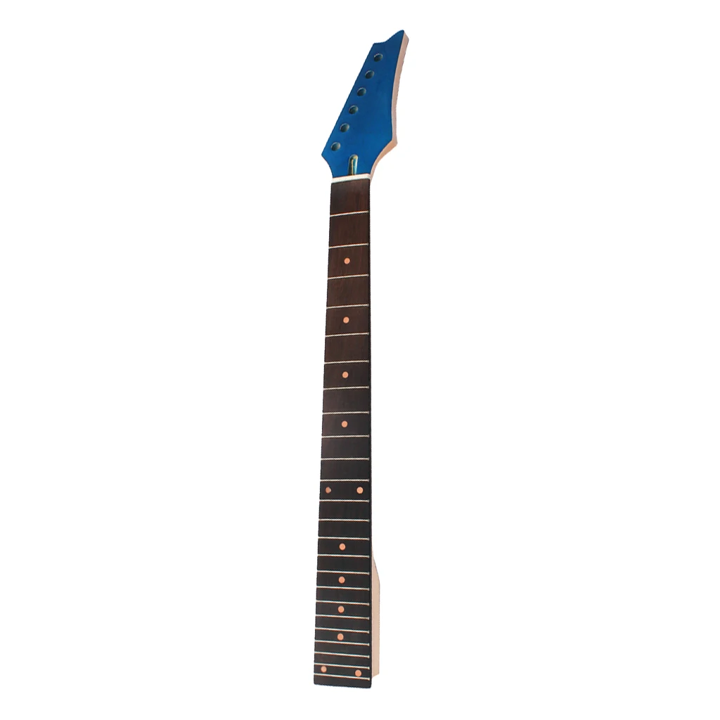 Unfinished Electric Guitar Neck 24fret Maple Orange Dots Inlay Blue Head