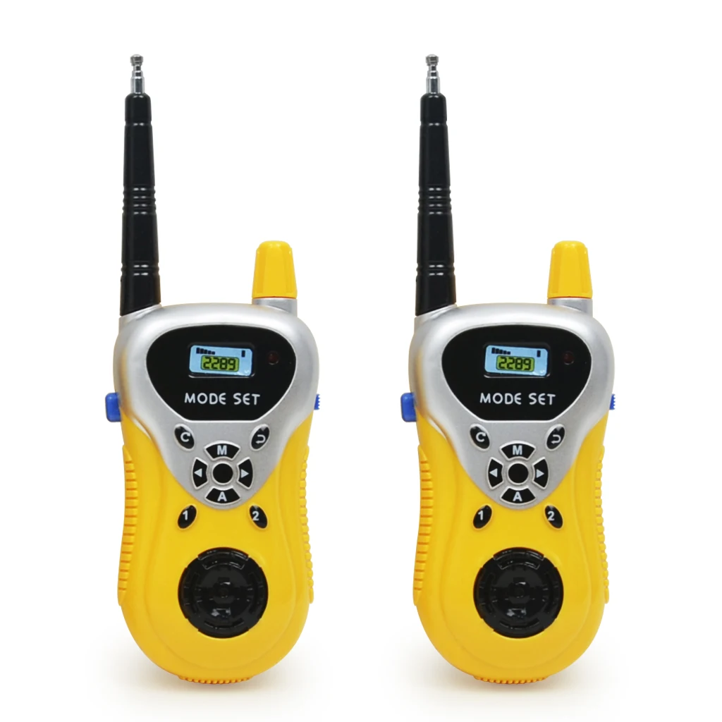 Pack of 2 Yellow Plastic Electronic Walkie Talkie Toy for Kids Outdoor Play