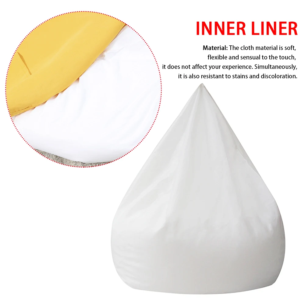 Elastic Home Lounger Living Room No Filler Inner Liner Lazy Sofa For Bean Bag Solid Hotel White Zipper Closure Chair Cover