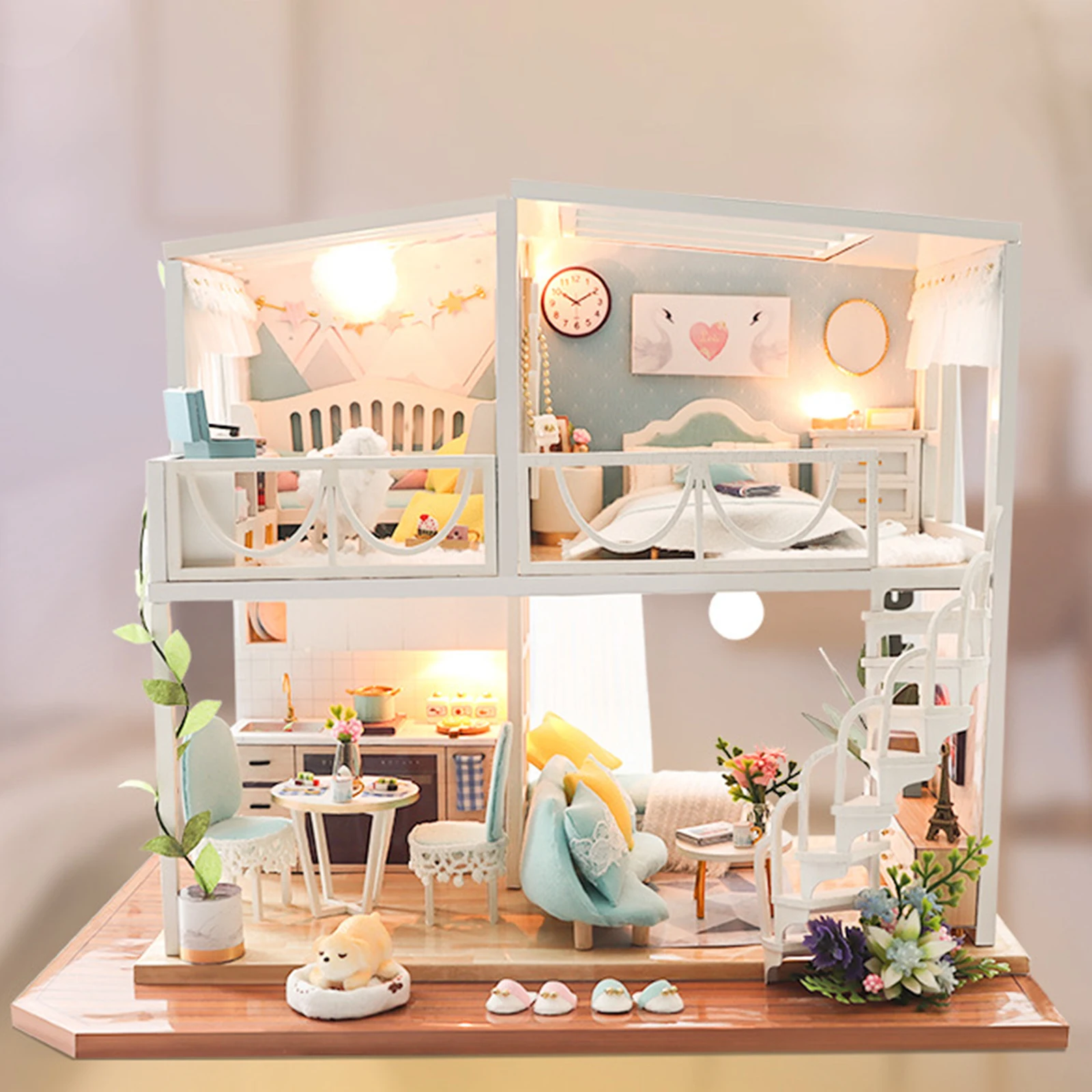 Doll House Decor Accessory Kids Home Toys DIY Miniature Doll House DIY Dollhouse Gifts for Boys Girls