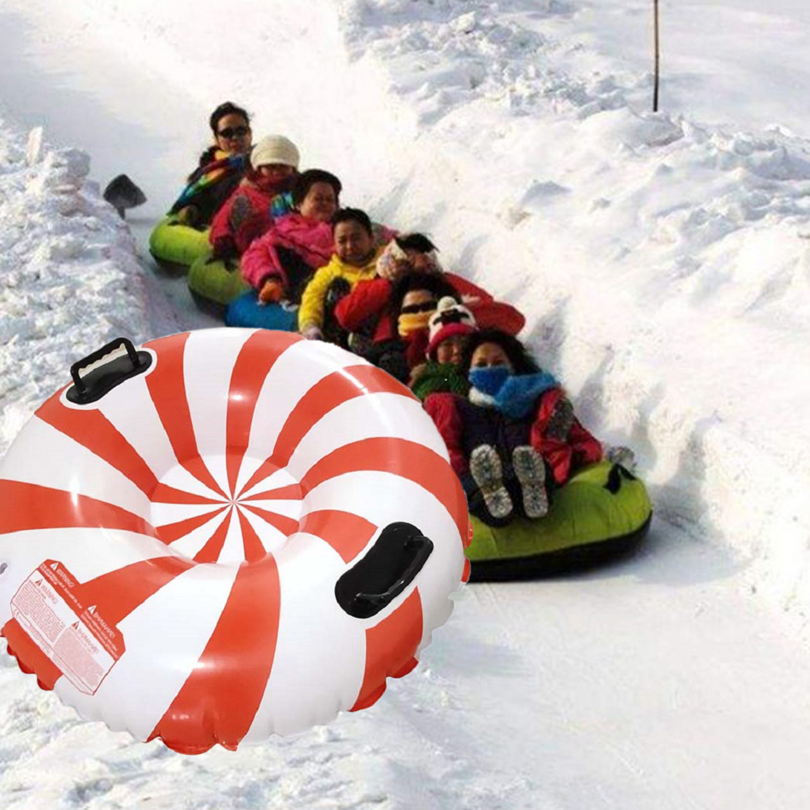 Winter Snow Tube Inflatable Snow Sled Highly Tolerant Abrasion Floated Grass Skiing Board for Children Adults Christmas Gifts
