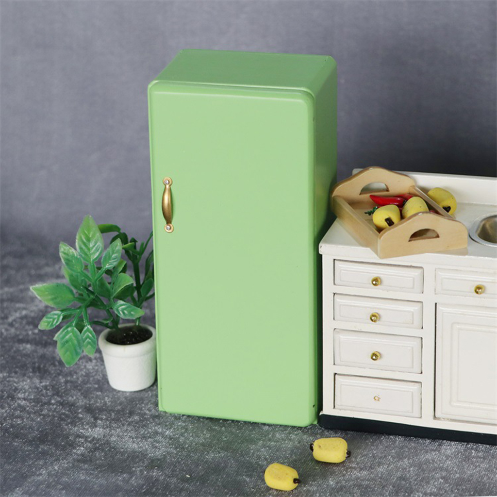 1/12 Dollhouse Miniature Accessories Mini Wooden Single Door Refrigerator High Simulation Fridge Model for Doll House Decoration