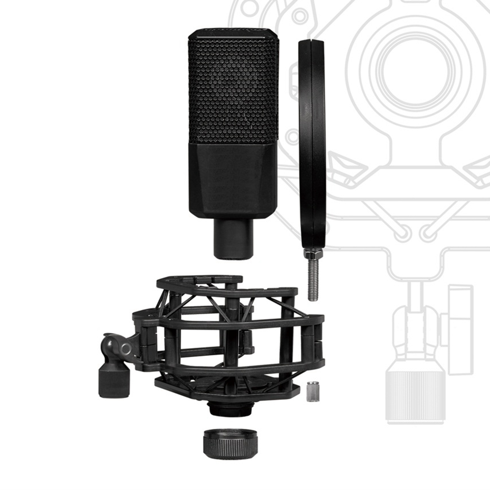 180 Degree Adjustable Microphone Shock Mount with High Isolation  Filter Professional