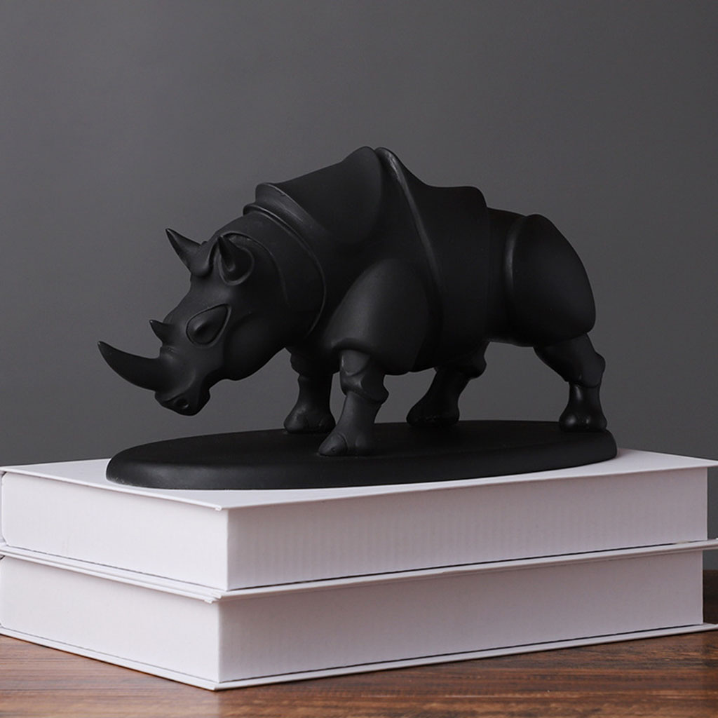 Resin Rhinoceros Statues Nordic Sculpture Miniature Figurine Home Living Aesthetic Room Statue Office Desk Decor Ornaments