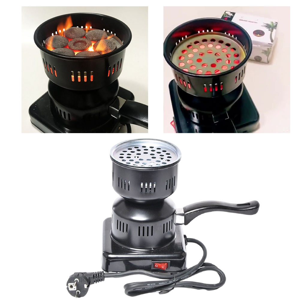 Portable Black Hookah Charcoal Stove, Multipurpose Electric Coals Burner, Quick Heating Shisha Heater for Kitchen Accessory