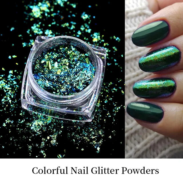 1Box Chameleon Nail Flakes Chrome Powder Fire Crystal Opal Flakes Gold Leaf  For Nail Aluminum Foil Glitter Manicure Decor *Yuki* - AliExpress