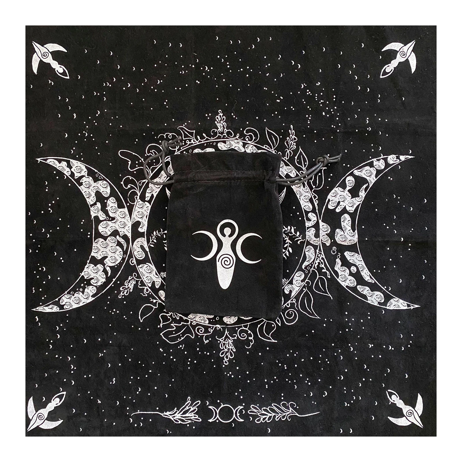 Altar Tarot Cloth, Triple Goddess Moon Phases Astrology Tarot Cards Divination Special Tablecloth 19