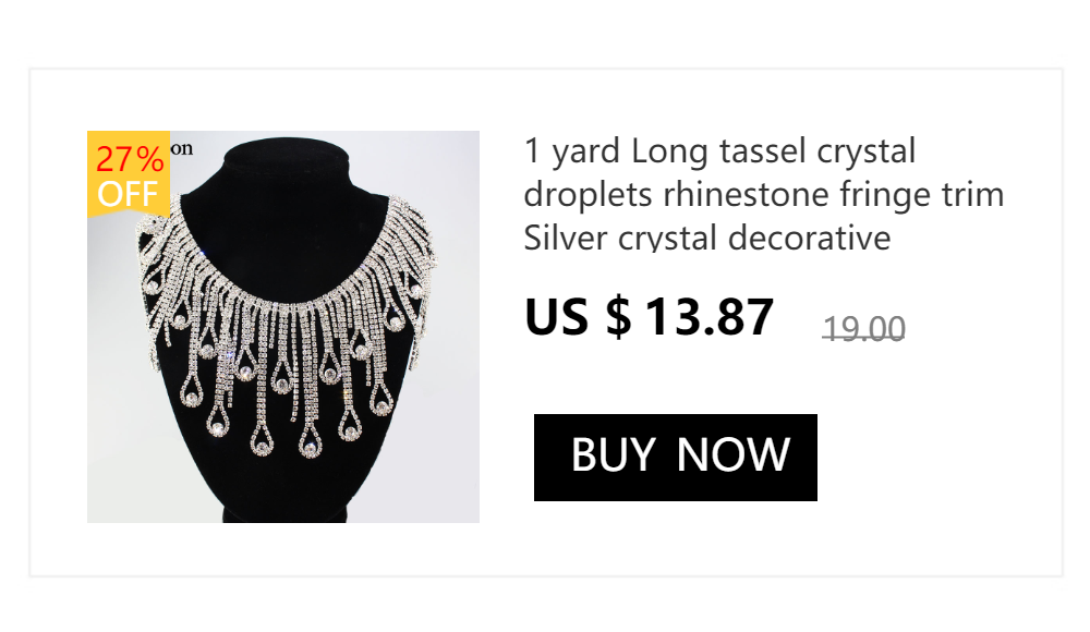 Description Picture 3 of itemLong tassel crystal array droplets rhinestone fringe trim silver crystal decorative chain clothing accessories ML076