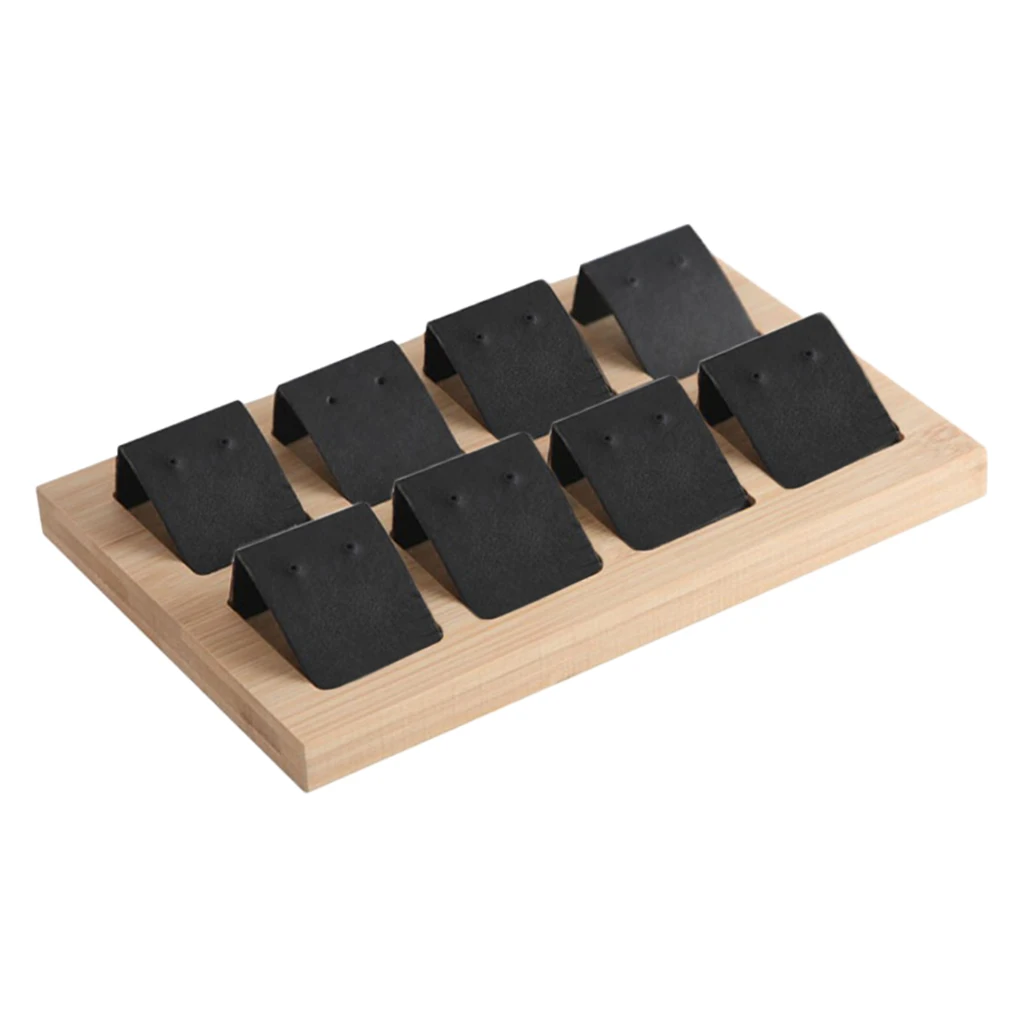 Natural Wood Stud Earring Display Stand Rack Earring Card Holders with Tray