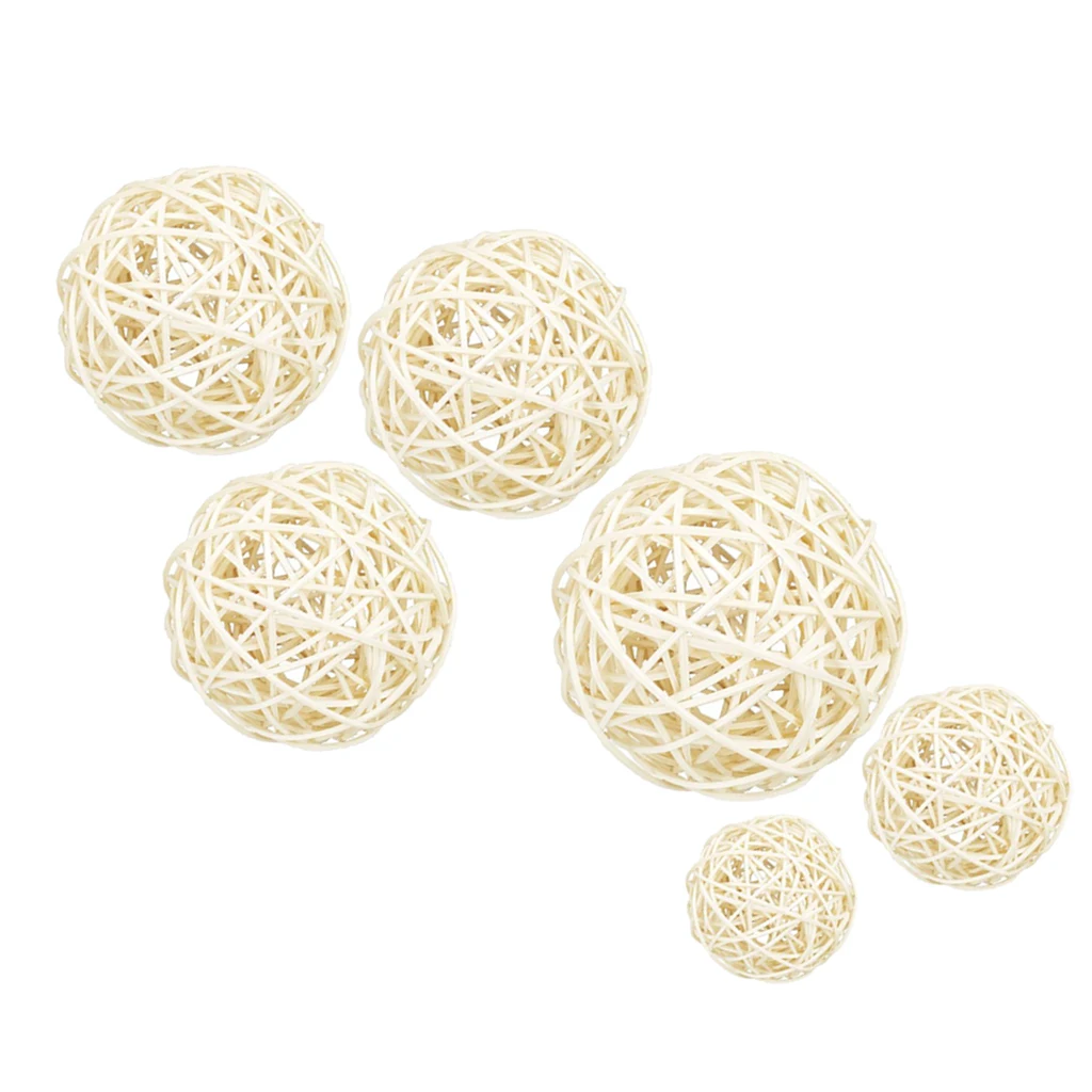 3Pc Natural Rattan Wicker Ball ,Decorative Bowl or Basket,DIY Photo Props Accessories,60-100mm